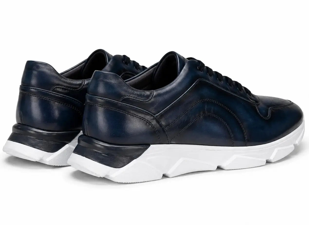 Basket en Cuir Bleu Marine - Image 3