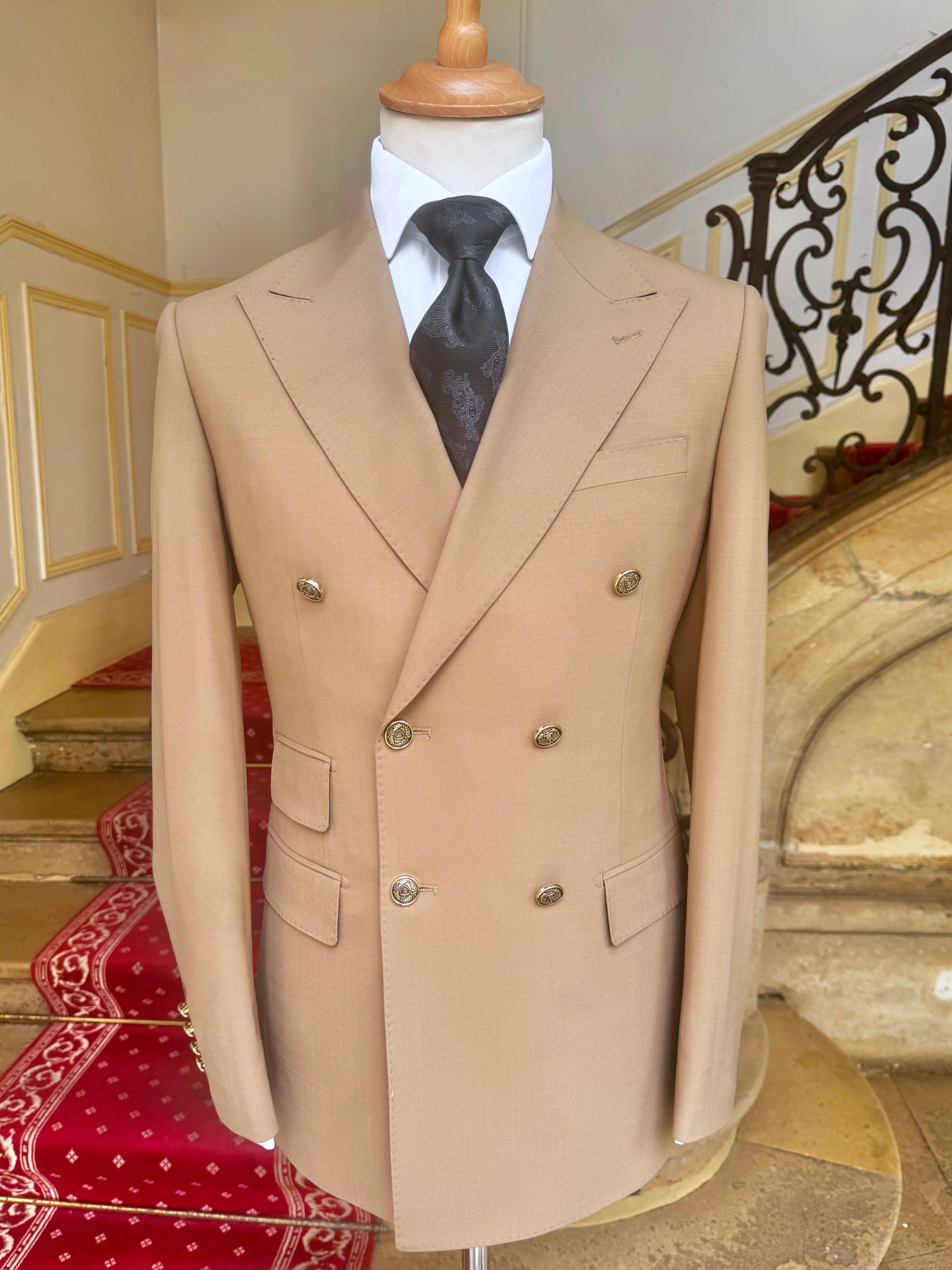 Veste Blazer Croisé Camel En Laine Froide