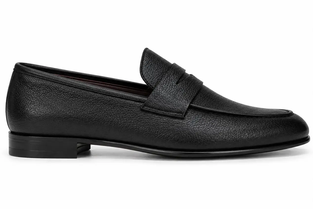 Chaussure Mocassin Cuir Noir Granule - Image 2
