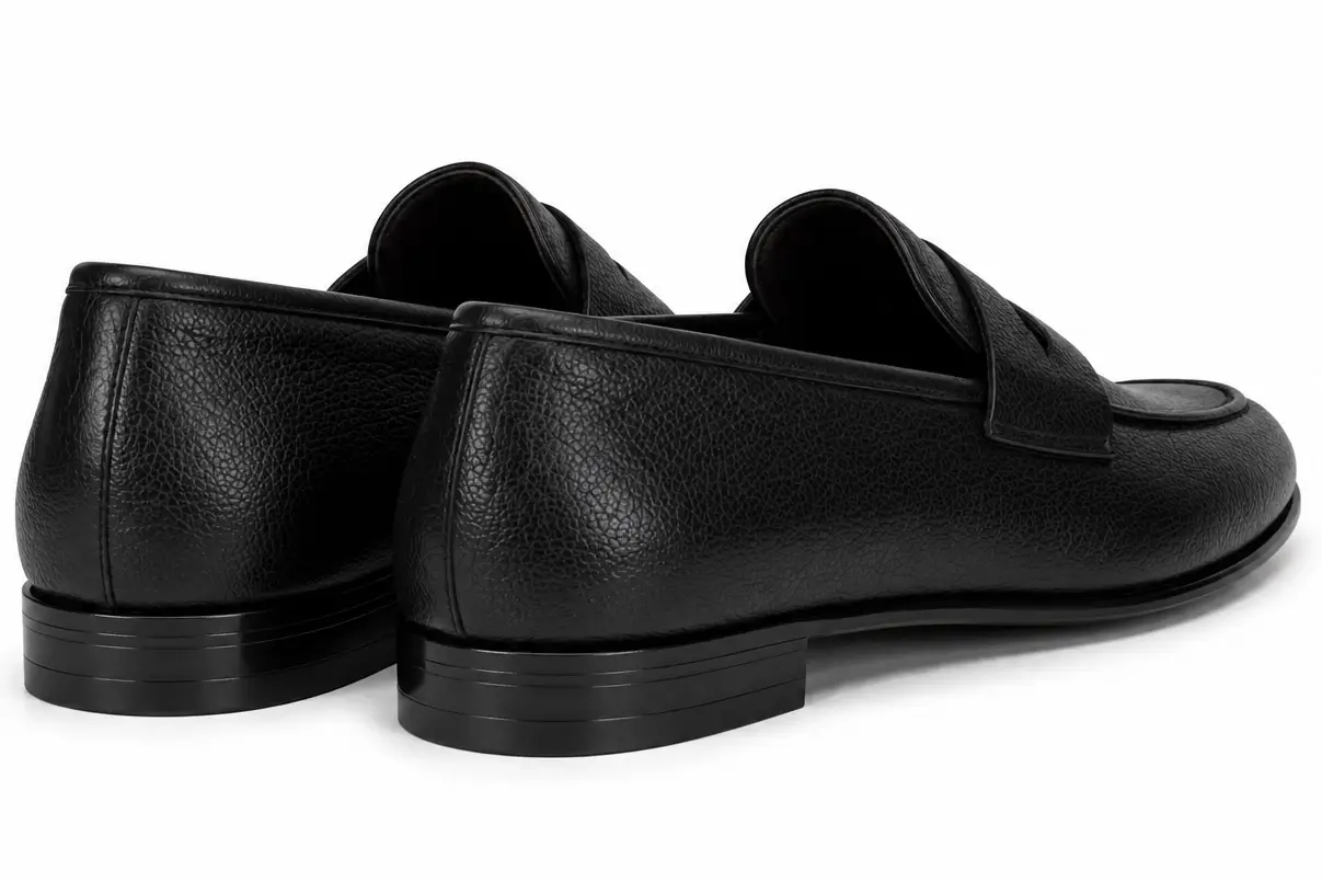 Chaussure Mocassin Cuir Noir Granule - Image 3