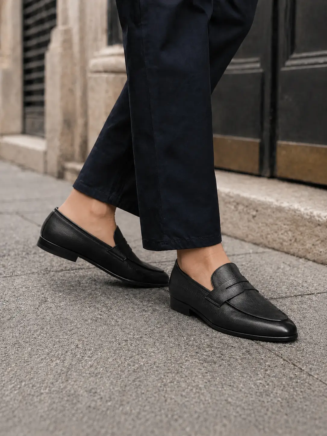 Chaussure Mocassin Cuir Noir Granule - Image 4