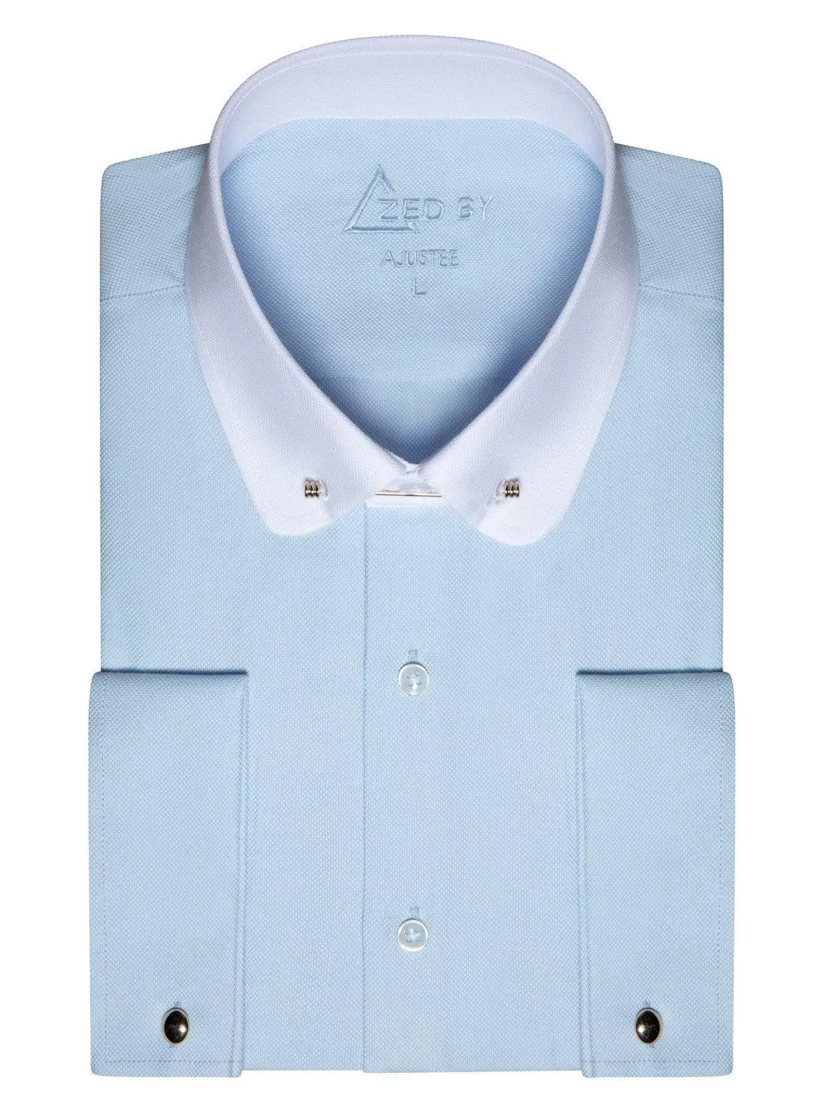 Chemise Col Barette Oxford Bleue Ciel