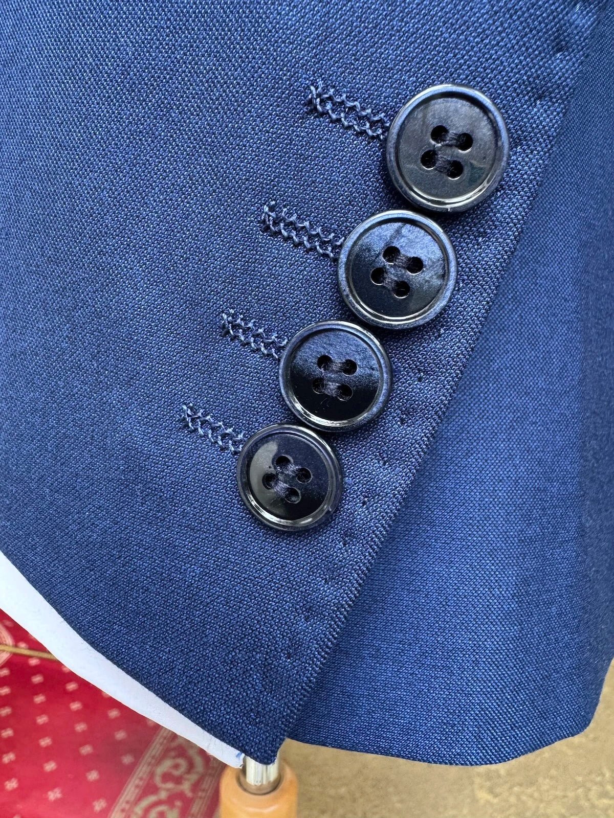 Costume Croisé Bleu Smalt Fil À Fil - Image 3