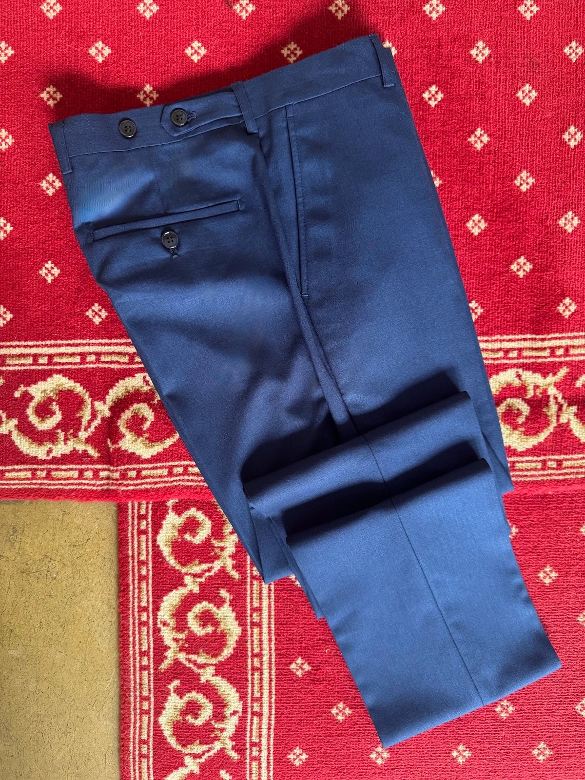 Costume Croisé Bleu Smalt Fil À Fil - Image 4