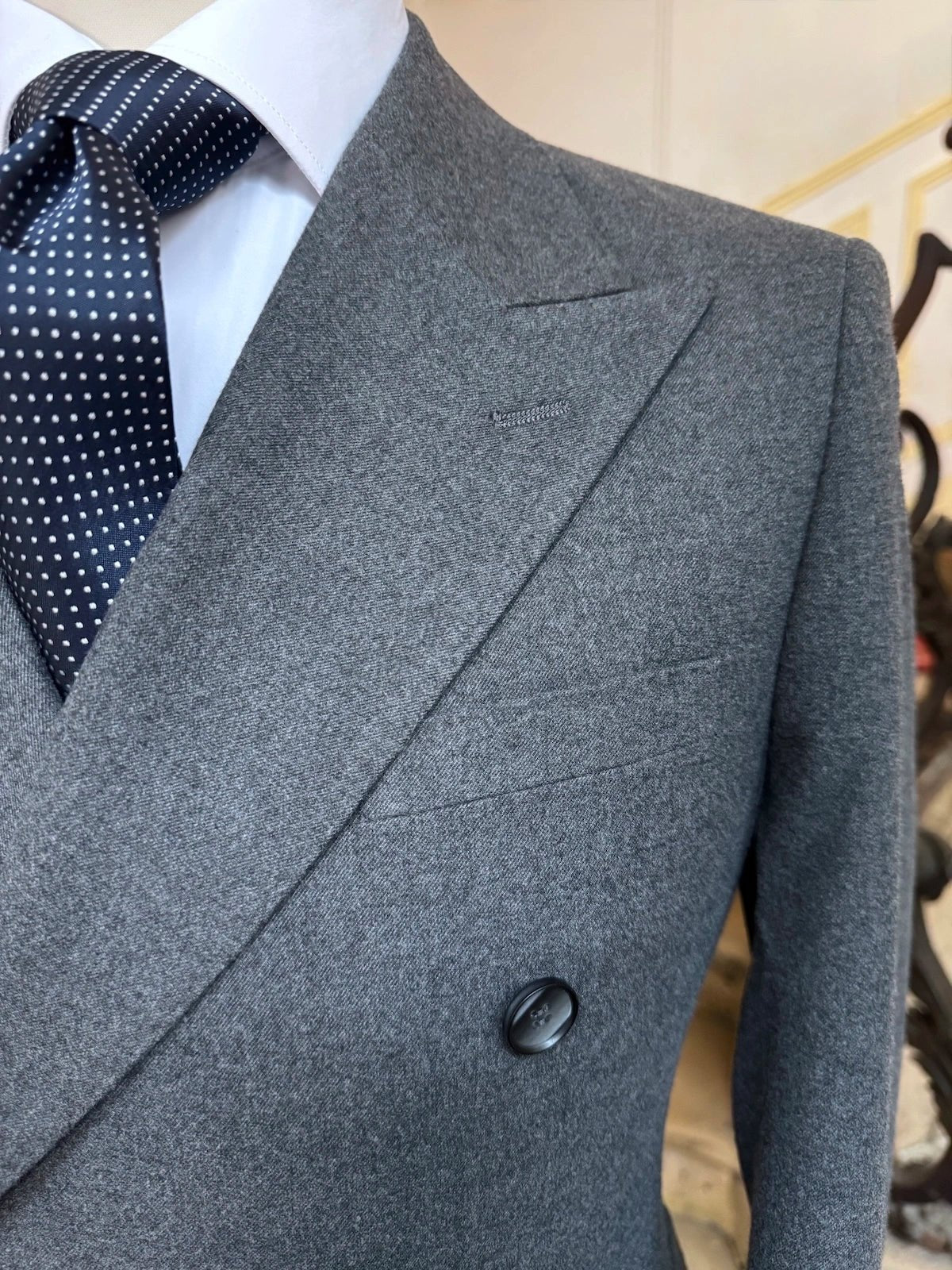 Costume Croisé Flanelle Gris - Image 2