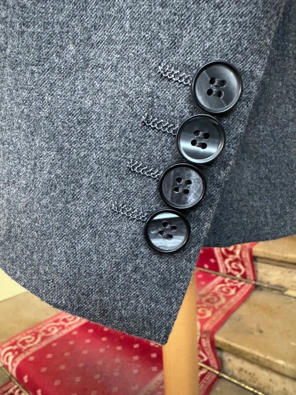Costume Croisé Flanelle Gris - Image 3