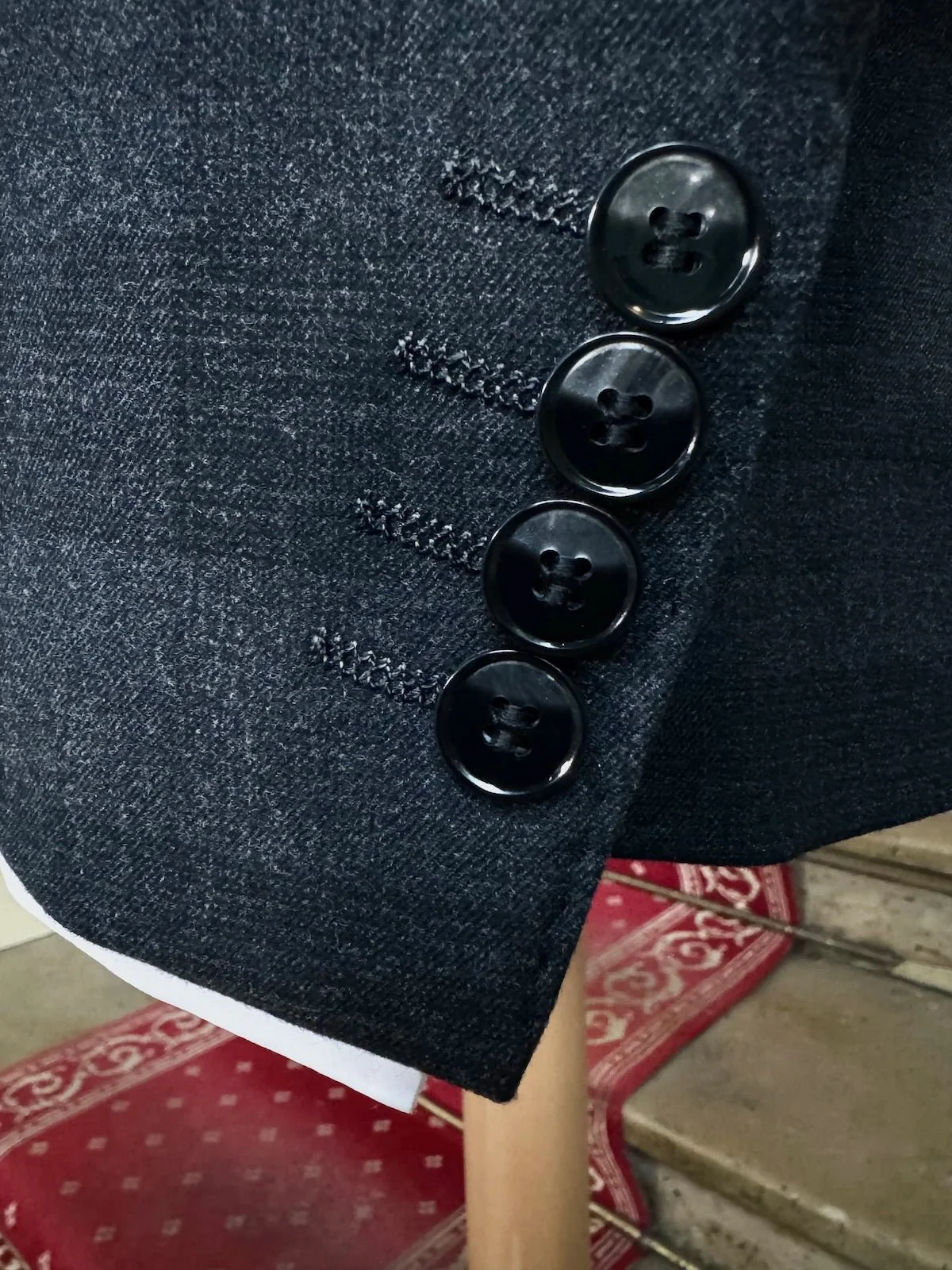 Costume Croisé Prince De Galles Flanelle Gris - Image 3