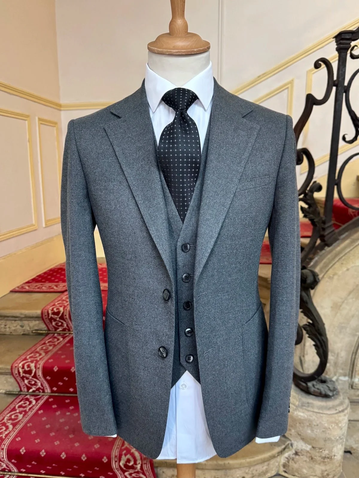 Costume Trois Pièces Flanelle Gris