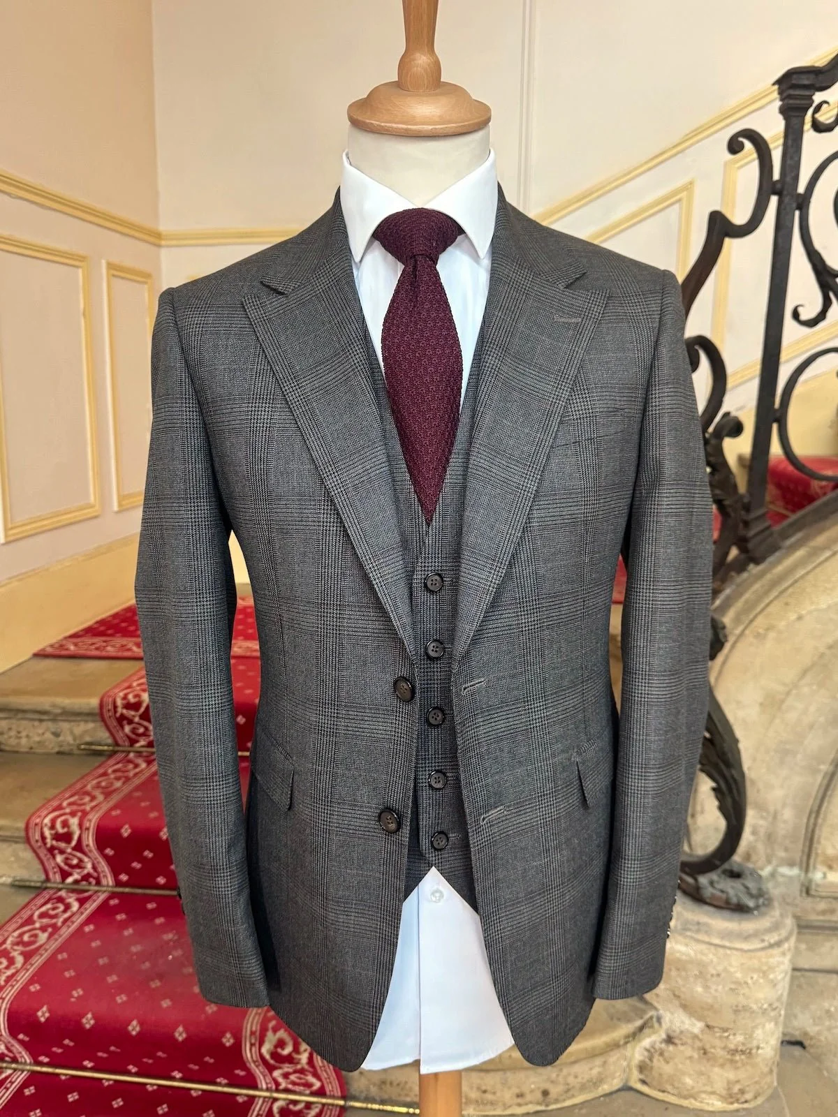Costume Trois Pièces Prince De Galles Marron