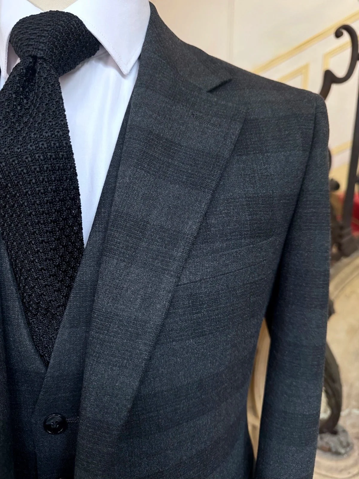 Costume Trois Pièces Prince De Galles Flanelle Gris - Image 2