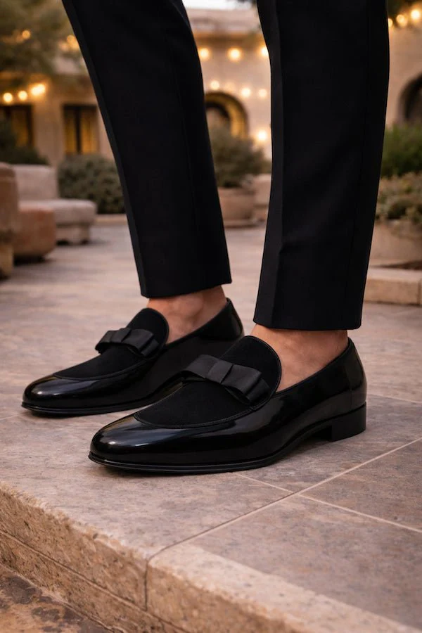 Chaussure Mocassin Cuir Noir Velours - Image 6