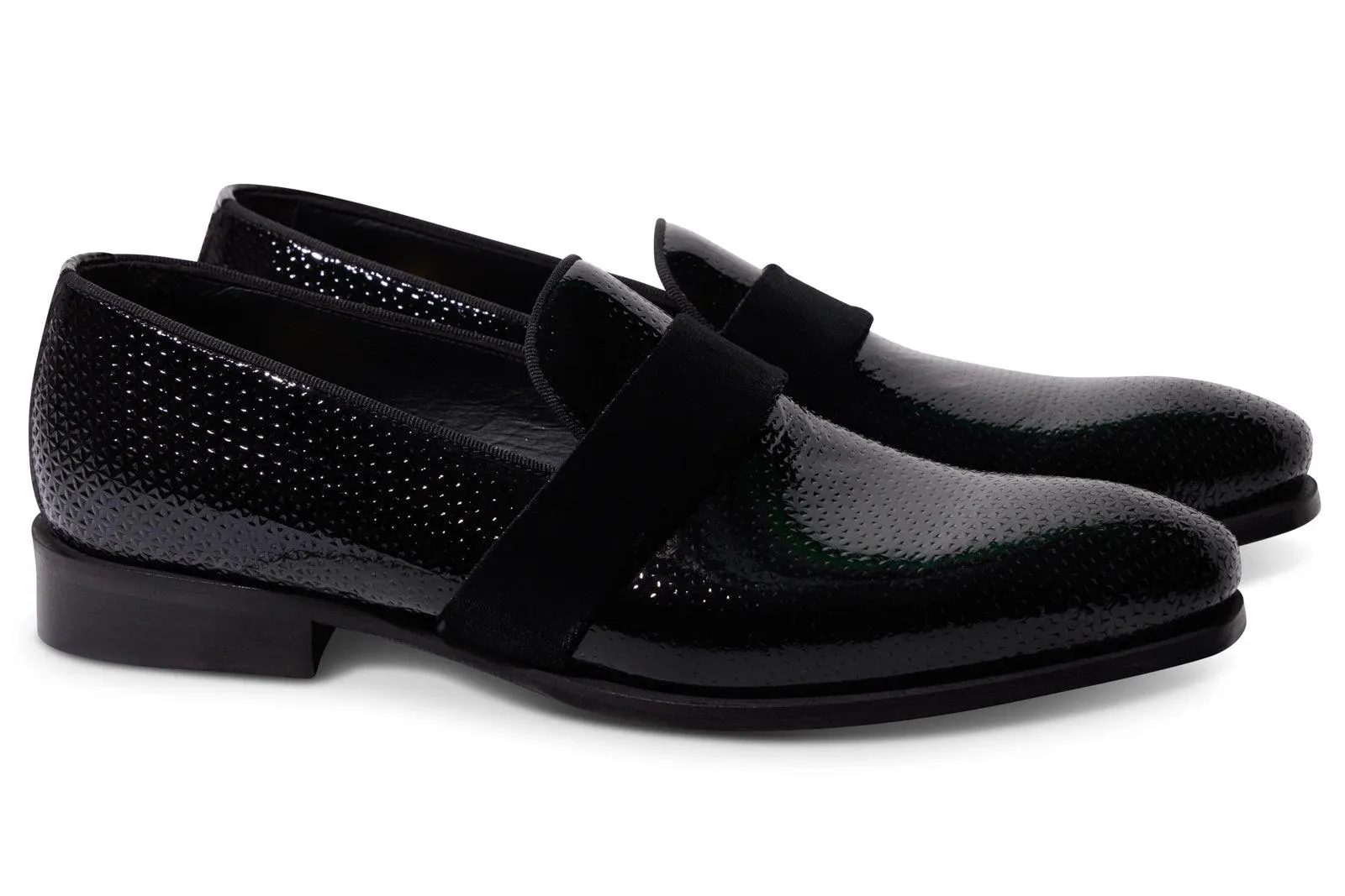Chaussure Mocassin Cuir Noir Vernis Motifs