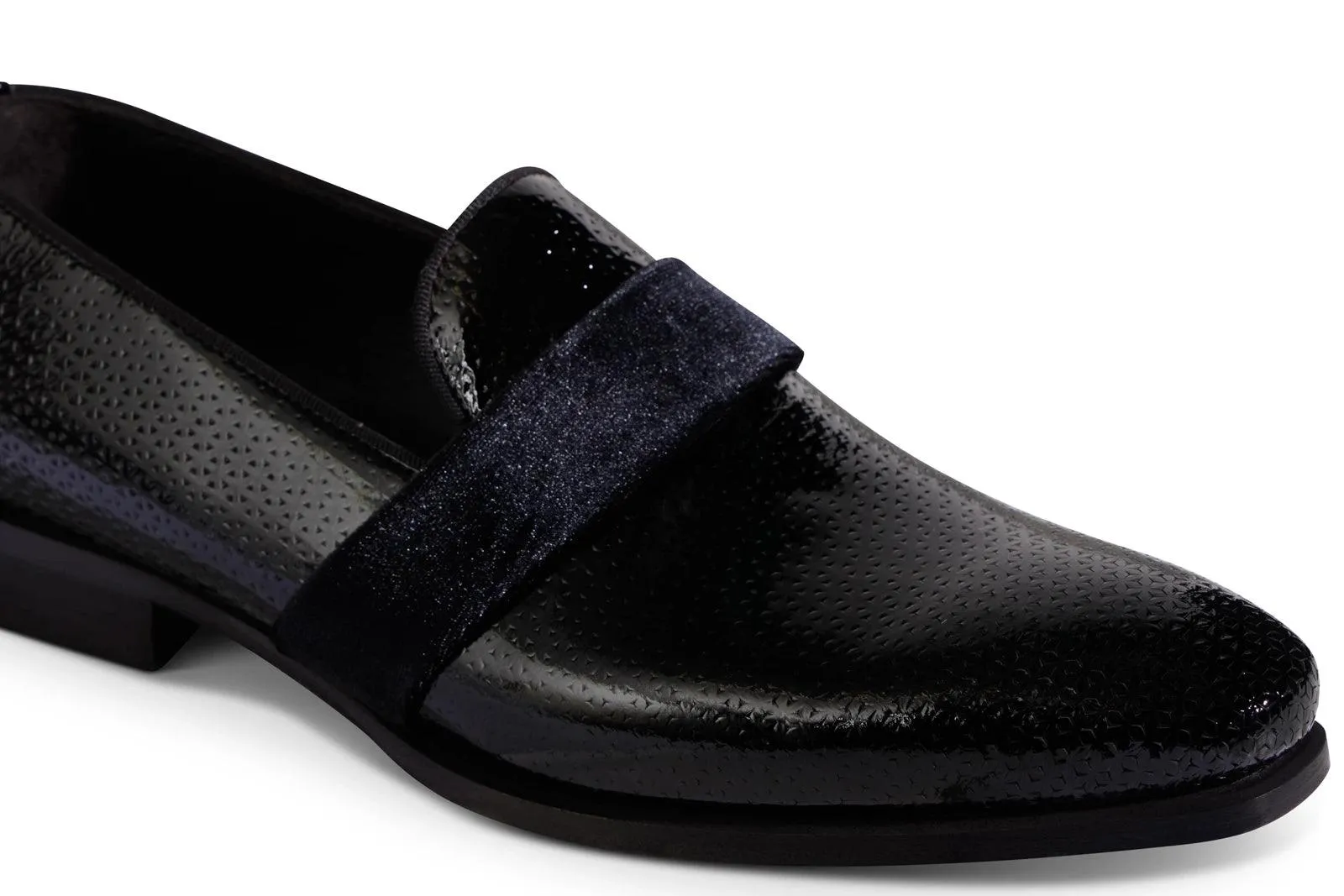 Chaussure Mocassin Cuir Noir Vernis Motifs - Image 4