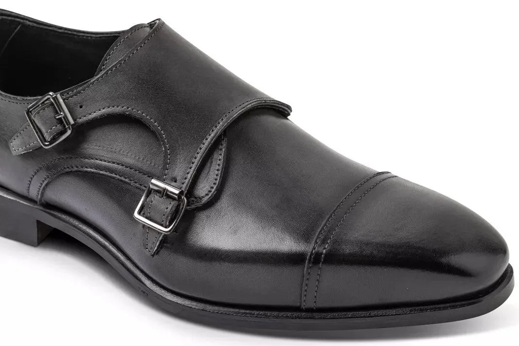 Chaussure Richelieu Cuir Gris À Double Boucles RIVOLI - Image 4